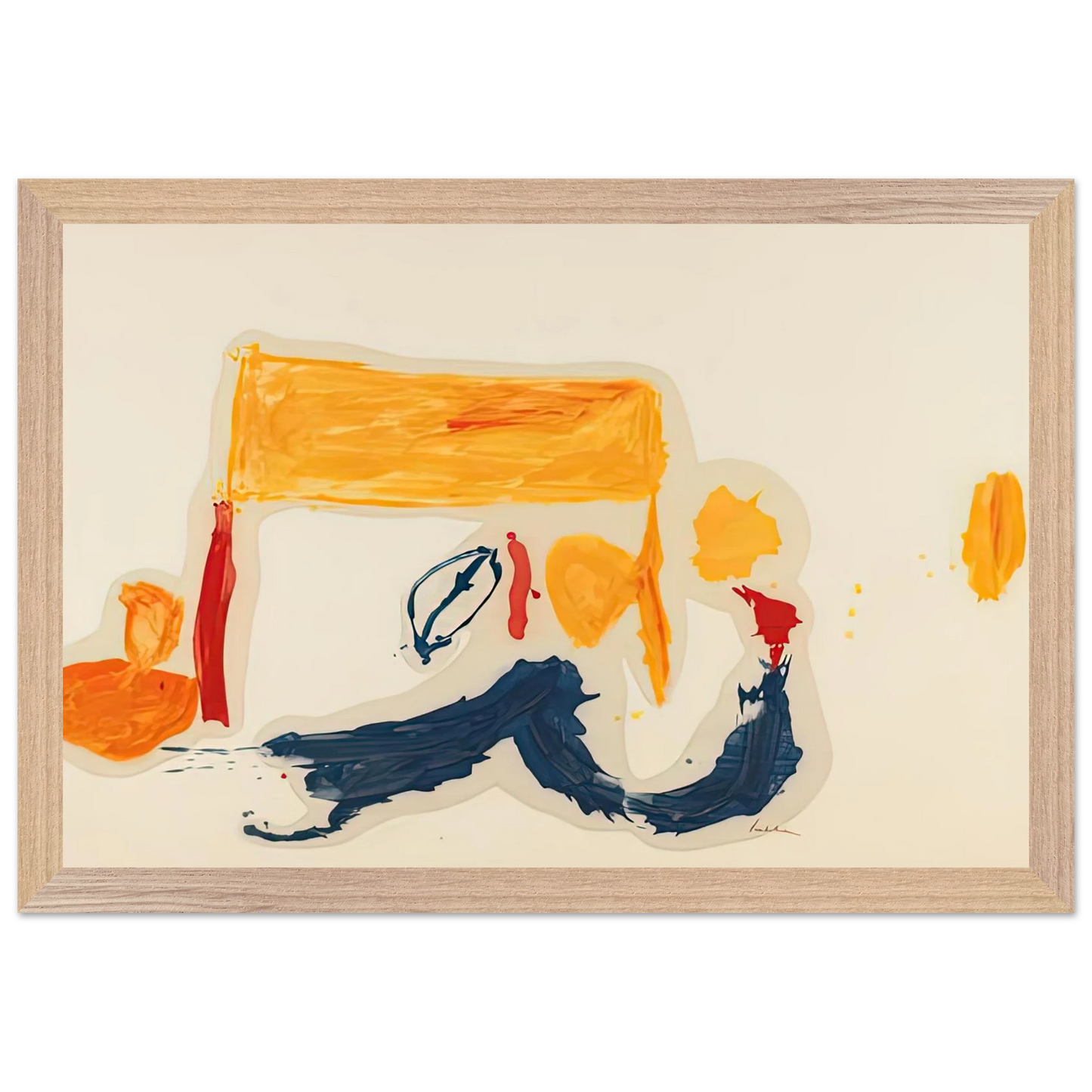 Helen Frankenthaler - Yellow Games, 1962- Wall Art - 30x40 cm / 12x16 inches - Premium Wooden Framed Poster With Fine Art Paper - Black frame