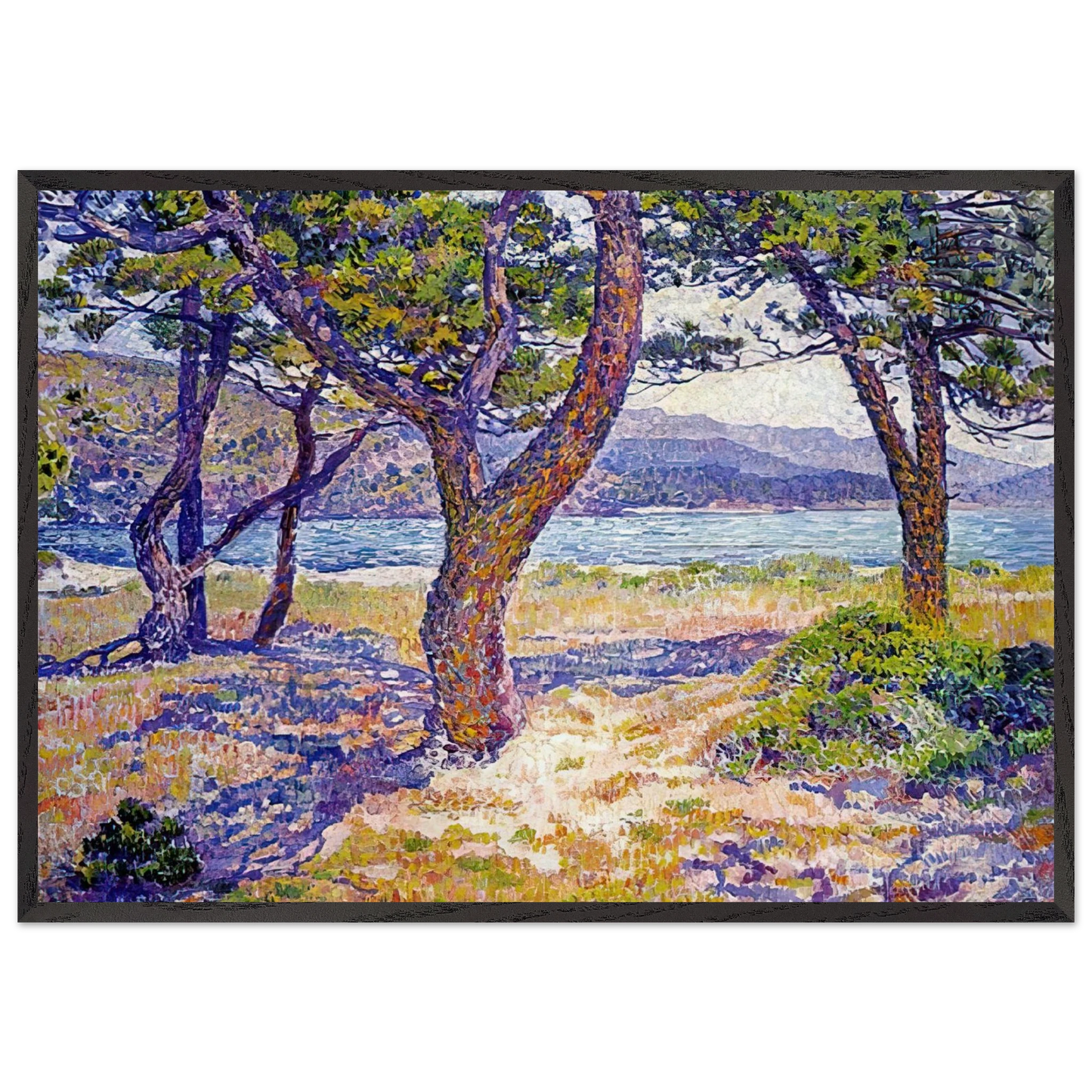 IL MEDITERRANEO PRESSO LE LAVANDOU - Theo van Rysselberghe Framed Art Print – Black Wooden Frame - Default Title - -Framed Art Print