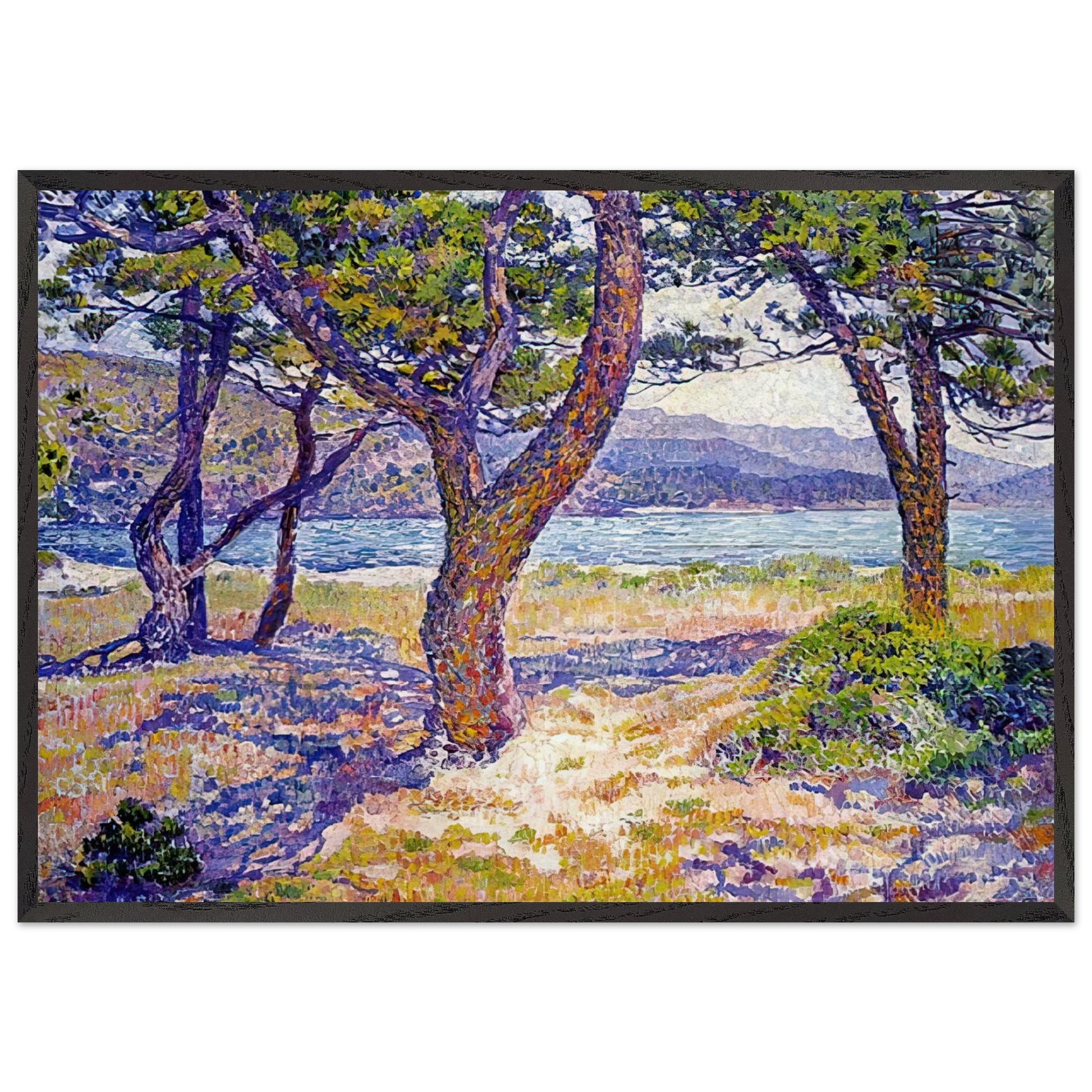 IL MEDITERRANEO PRESSO LE LAVANDOU - Theo van Rysselberghe Framed Art Print – Black Wooden Frame - Default Title - -Framed Art Print