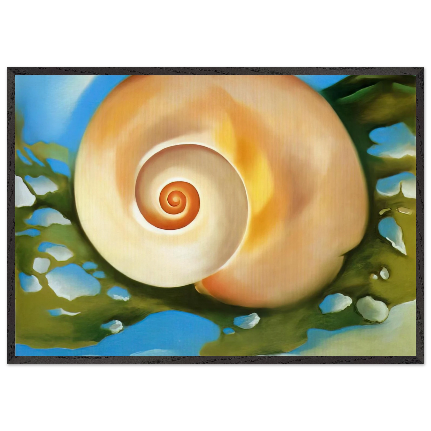 Pink Shell with Seaweed - Georgia OKeeffe 70x100 cm / 28x40 inches Framed Art Print – Black Wooden Frame