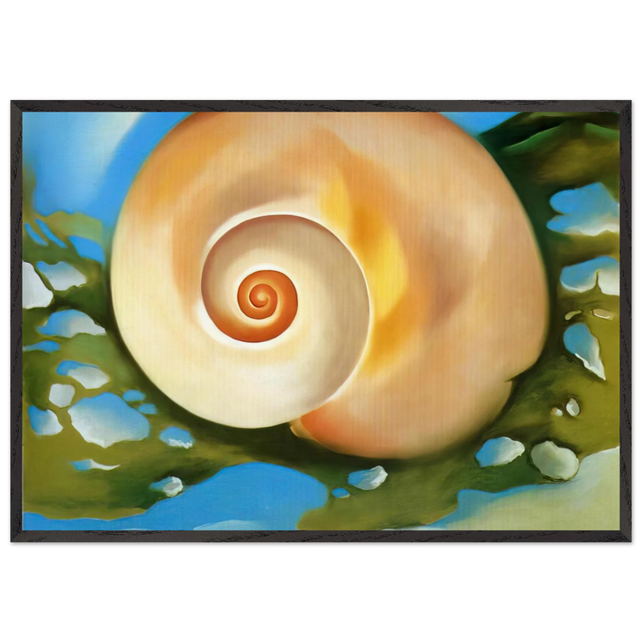 Pink Shell with Seaweed - Georgia OKeeffe 70x100 cm / 28x40 inches Framed Art Print – Black Wooden Frame
