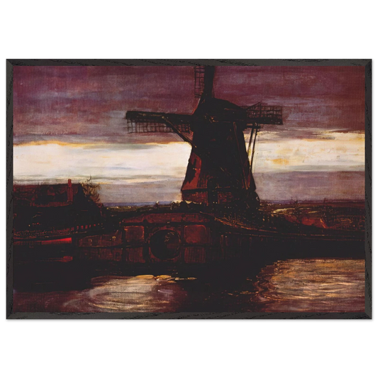 Stammer Mill with Streaked Sky - Piet Mondrian Framed Art Print – Black Wooden Frame - Default Title - -Framed Art Print