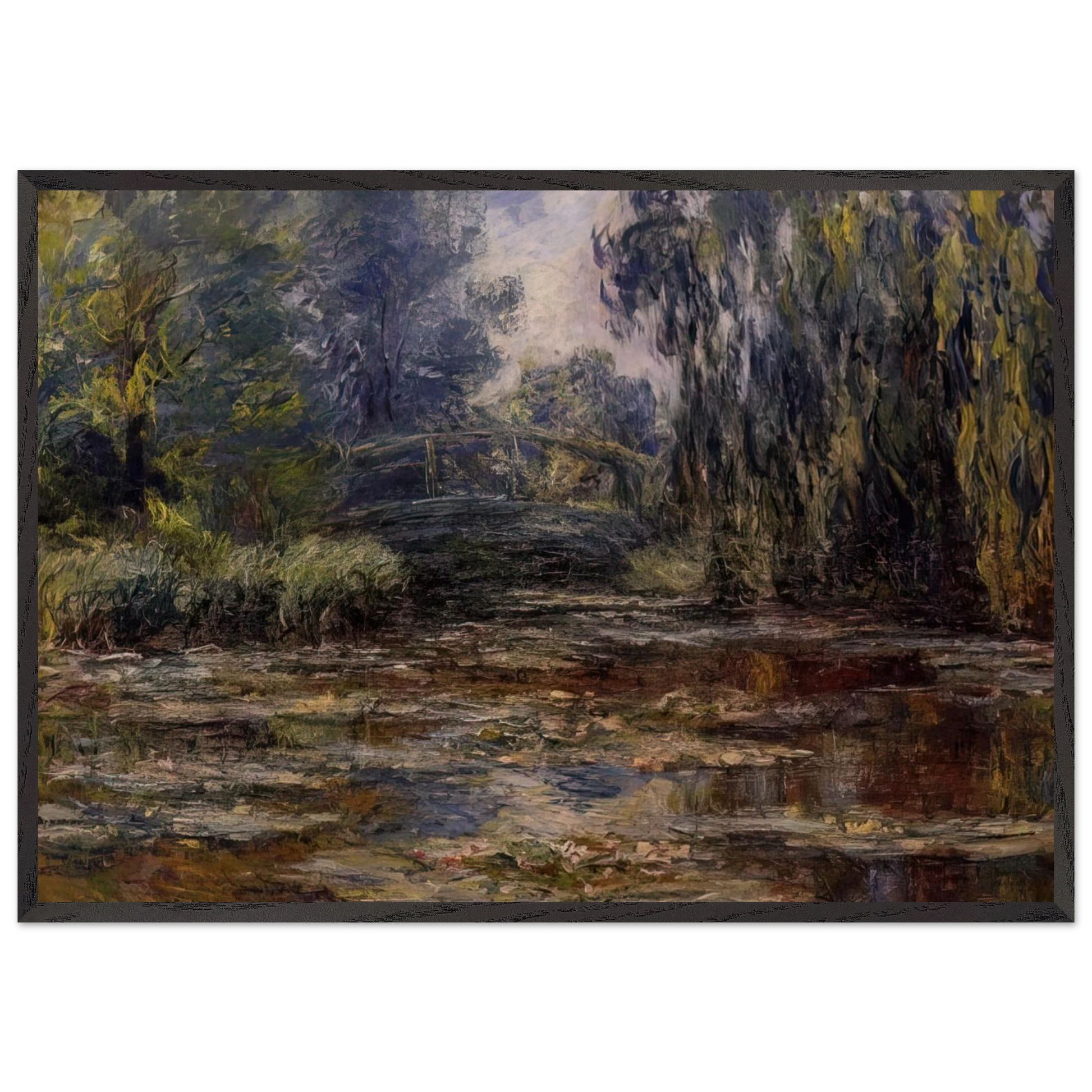The Water Lily Pond and Bridge - claude monet Framed Art Print – Black Wooden Frame - Default Title - -Framed Art Print