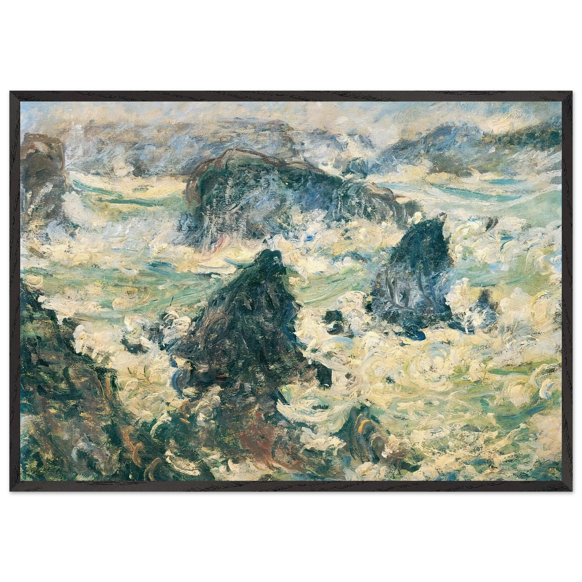 Storm on the Cote de Belle-Ile - claude monet Framed Art Print – Black Wooden Frame - Default Title - -Framed Art Print