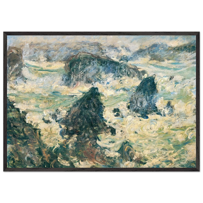 Storm on the Cote de Belle-Ile - claude monet 70x100 cm / 28x40 inches Framed Art Print – Black Wooden Frame