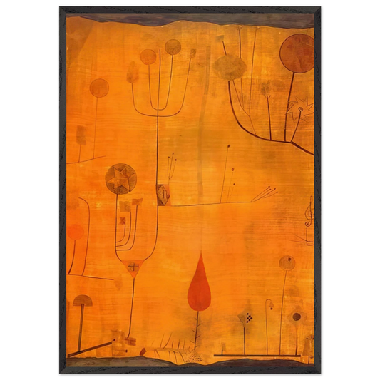 FRUITS ON RED 1930 - Paul Klee 70x100 cm / 28x40 inches Framed Art Print – Black Wooden Frame