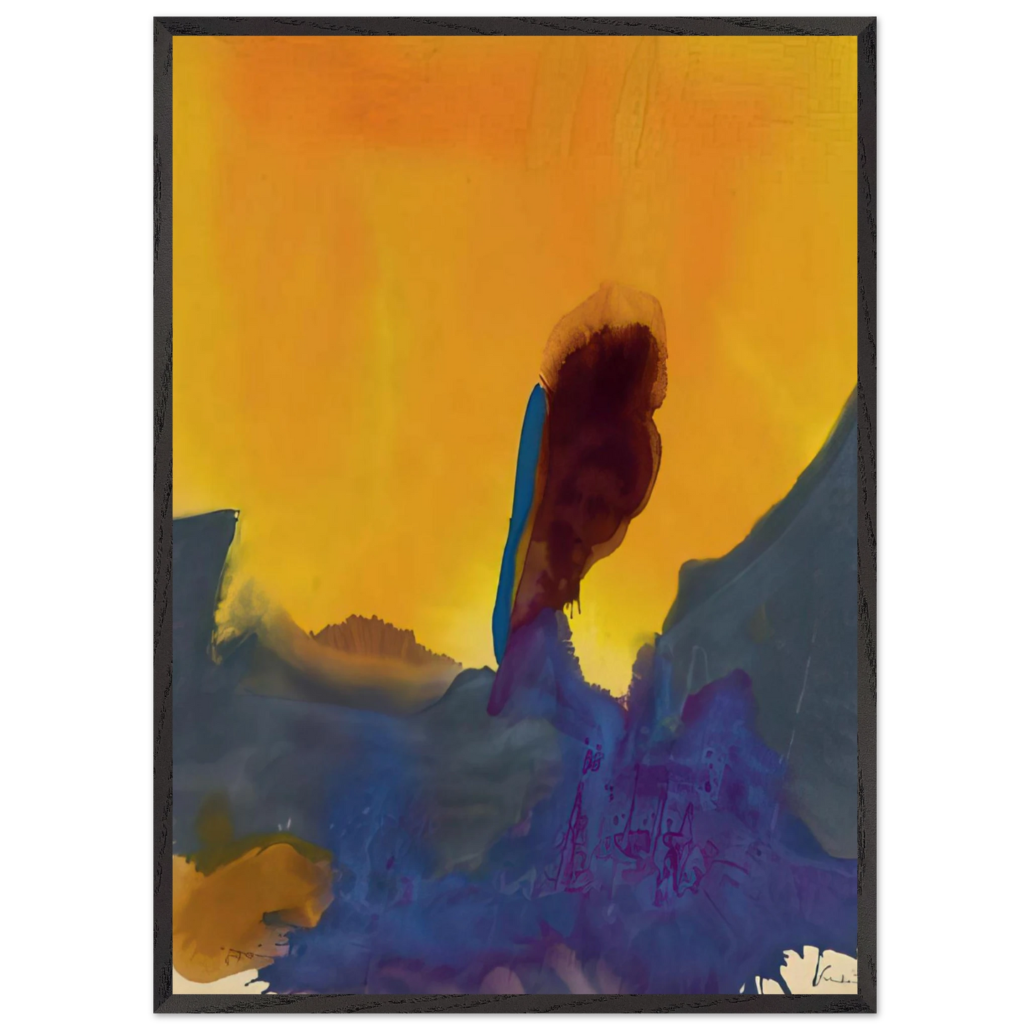 Helen Frankenthaler - Glow II - 1968 Wall art - 13x18 cm / 5x7 inches - Premium Wooden Framed Poster With Fine Art Paper - Wood frame