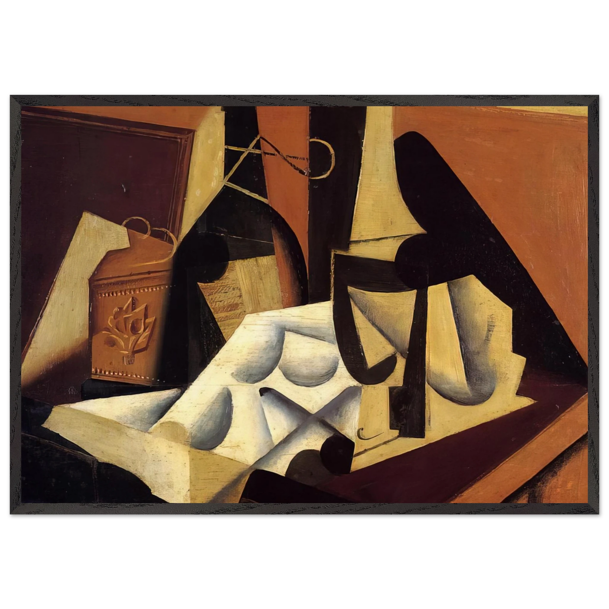 STILL LIFE WITH WHITE TABLECLOTH 1916 - Juan Gris Framed Art Print – Black Wooden Frame - Default Title - -Framed Art Print
