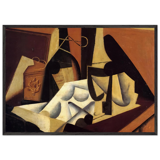 STILL LIFE WITH WHITE TABLECLOTH 1916 - Juan Gris Framed Art Print – Black Wooden Frame - Default Title - -Framed Art Print
