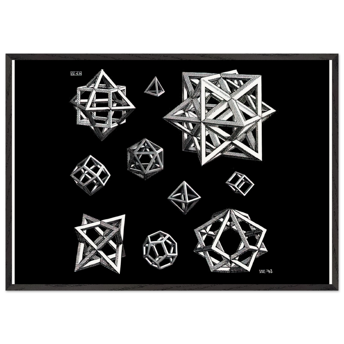 STUDY FOR STARS - MC Escher Framed Art Print – Black Wooden Frame - Default Title - -Framed Art Print