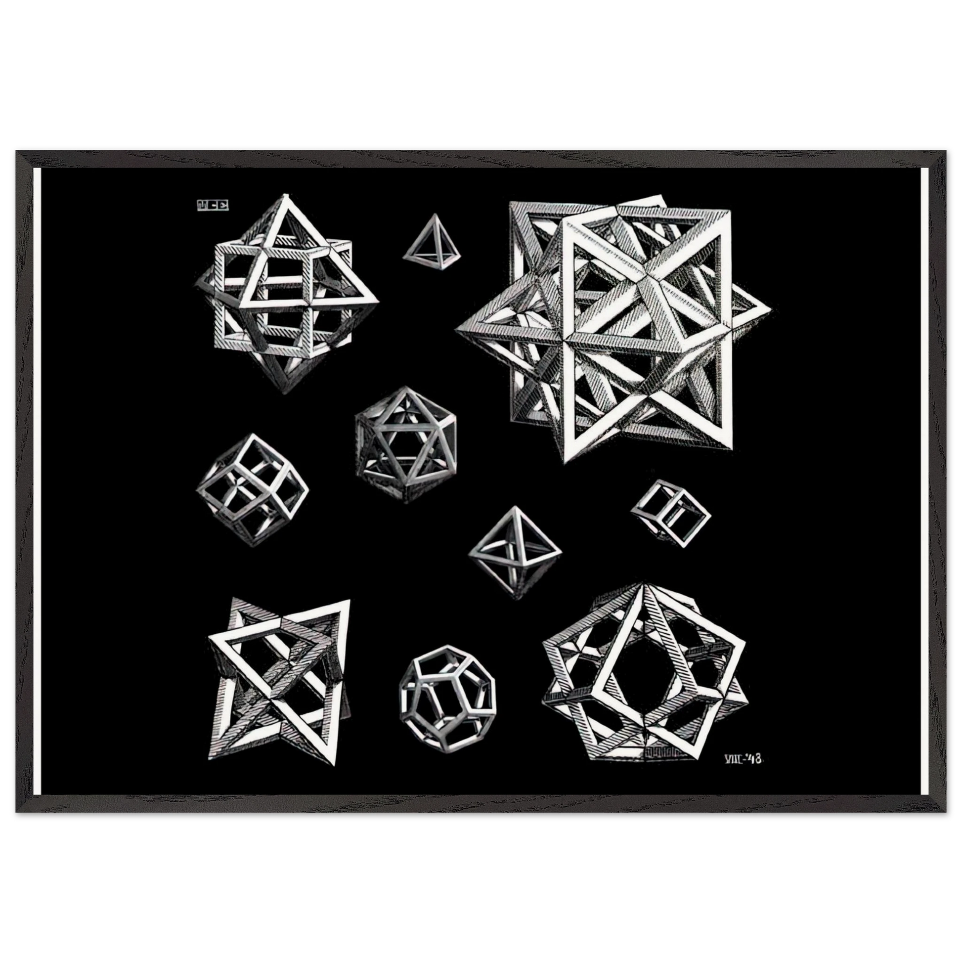 STUDY FOR STARS - MC Escher Framed Art Print – Black Wooden Frame - Default Title - -Framed Art Print