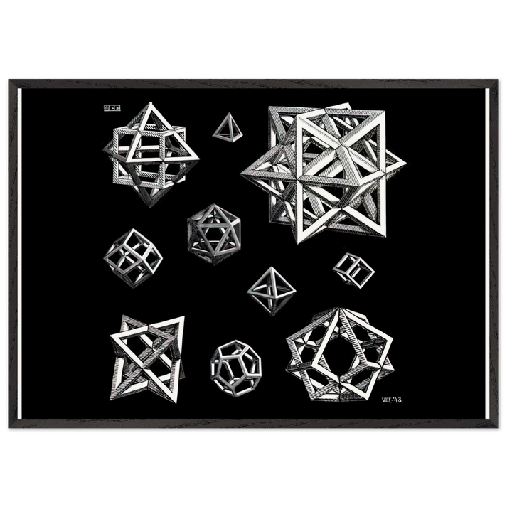 STUDY FOR STARS - MC Escher 70x100 cm / 28x40 inches Framed Art Print – Black Wooden Frame | Maurits Cornelis Escher Prints