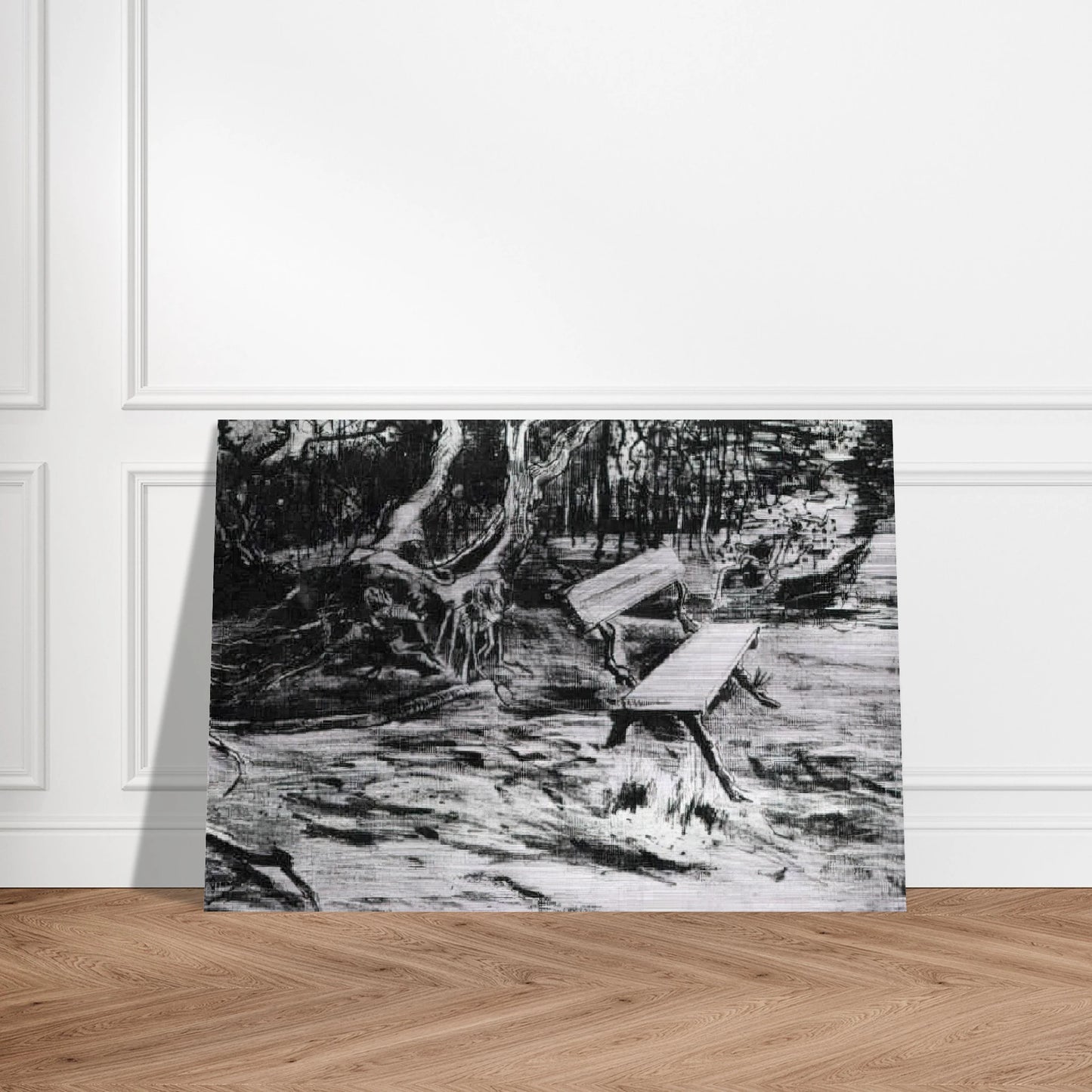 Bench in a Wood - Vincent van Gogh Brushed Aluminum Print - 70x100 cm / 28x40 inches | Vincent van Gogh Aluminum Print | Vincent van Gogh Prints