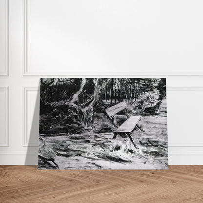 Bench in a Wood - Vincent van Gogh Brushed Aluminum Print - 70x100 cm / 28x40 inches | Vincent van Gogh Aluminum Print | Vincent van Gogh Prints
