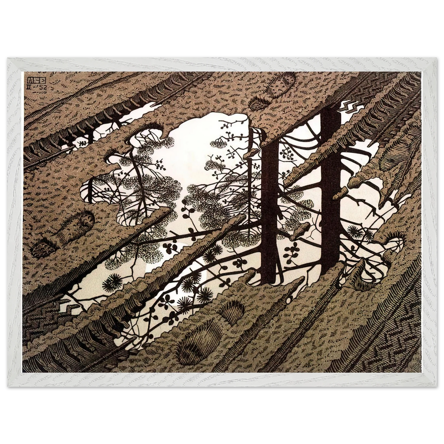 MC Escher - PUDDLE Wall Art - 60x80 cm / 24x32 inches - Fine Art Poster - -