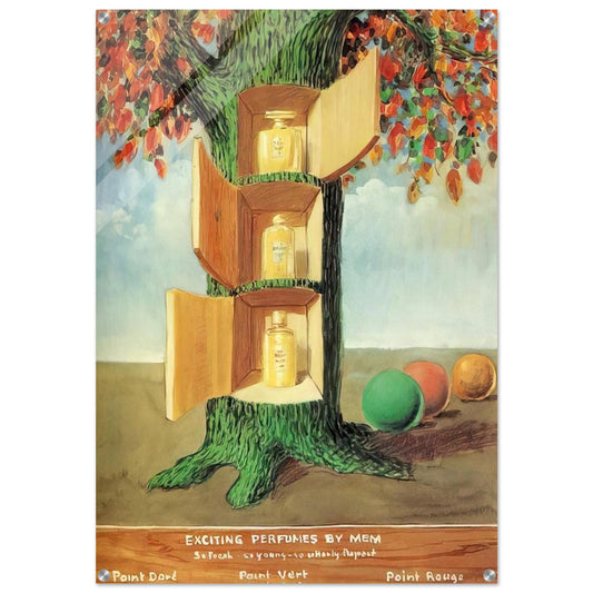POSTER EXCITING PERFUMES BY MEM 1946 - Rene Magritte Acrylic Print - 70x100 cm / 28x40″ inches | Rene Magritte Wall Art | Rene Magritte Prints