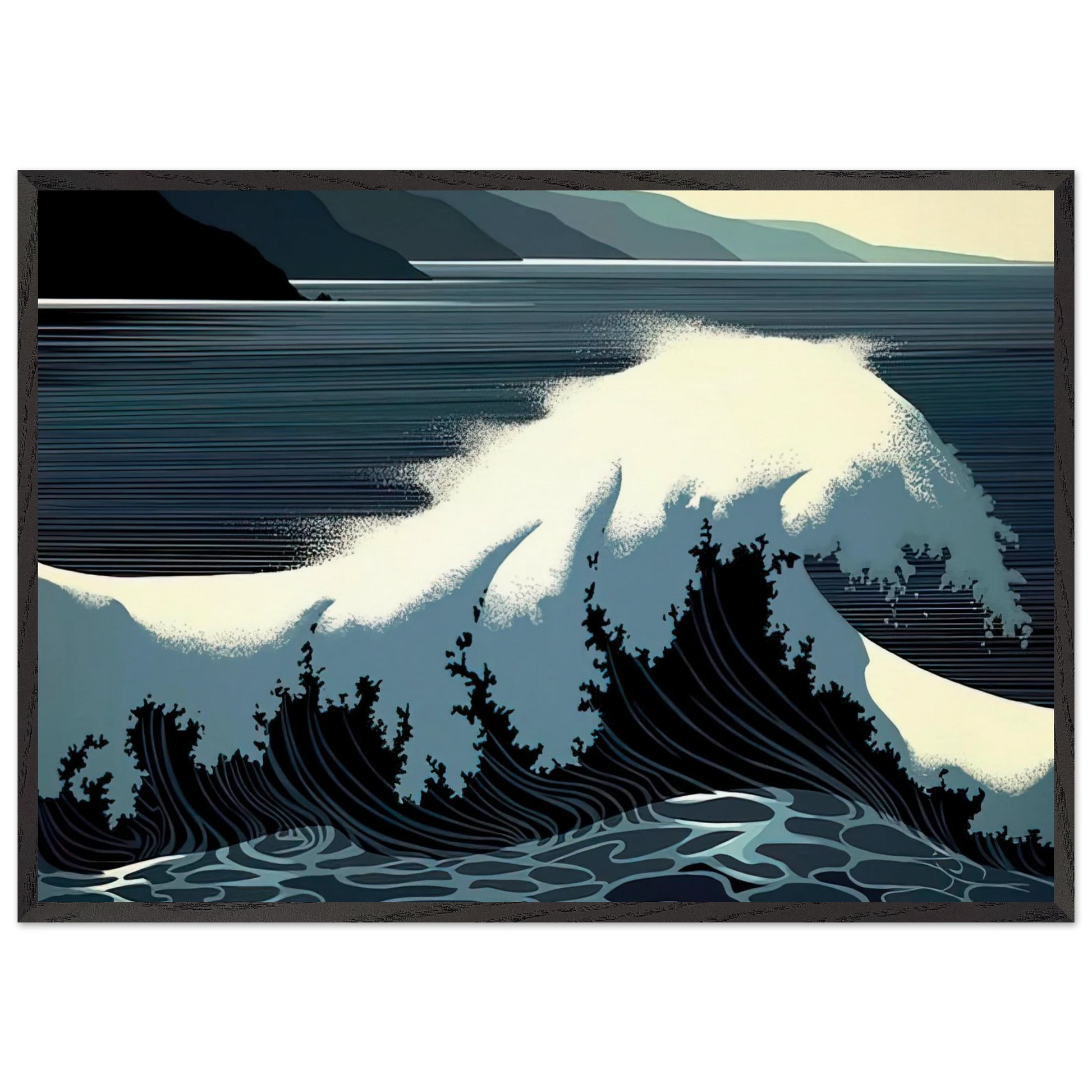 A Sounding of Surf - Eyvind Earle Framed Art Print – Black Wooden Frame - Default Title - -Framed Art Print