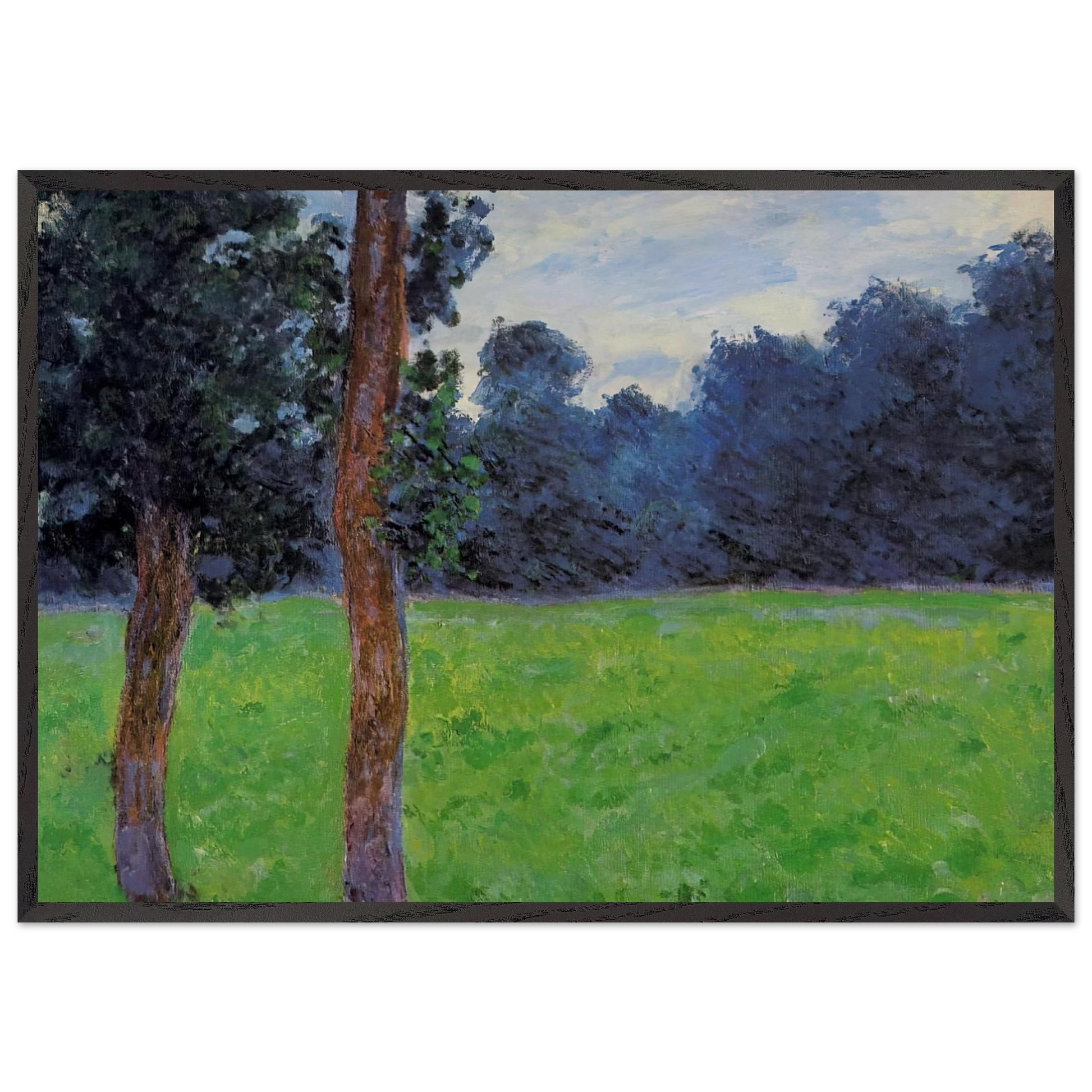 Two Trees in a Meadow - claude monet Framed Art Print – Black Wooden Frame - Default Title - -Framed Art Print