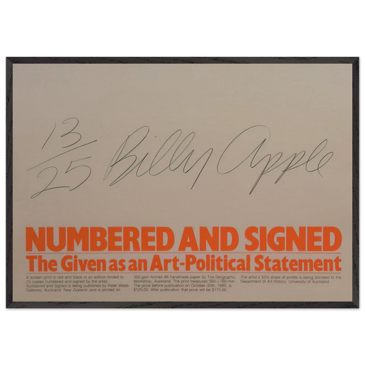 Numbered and Signed - 1980 - Billy Apple Framed Art Print – Black Wooden Frame - Default Title - -Framed Art Print