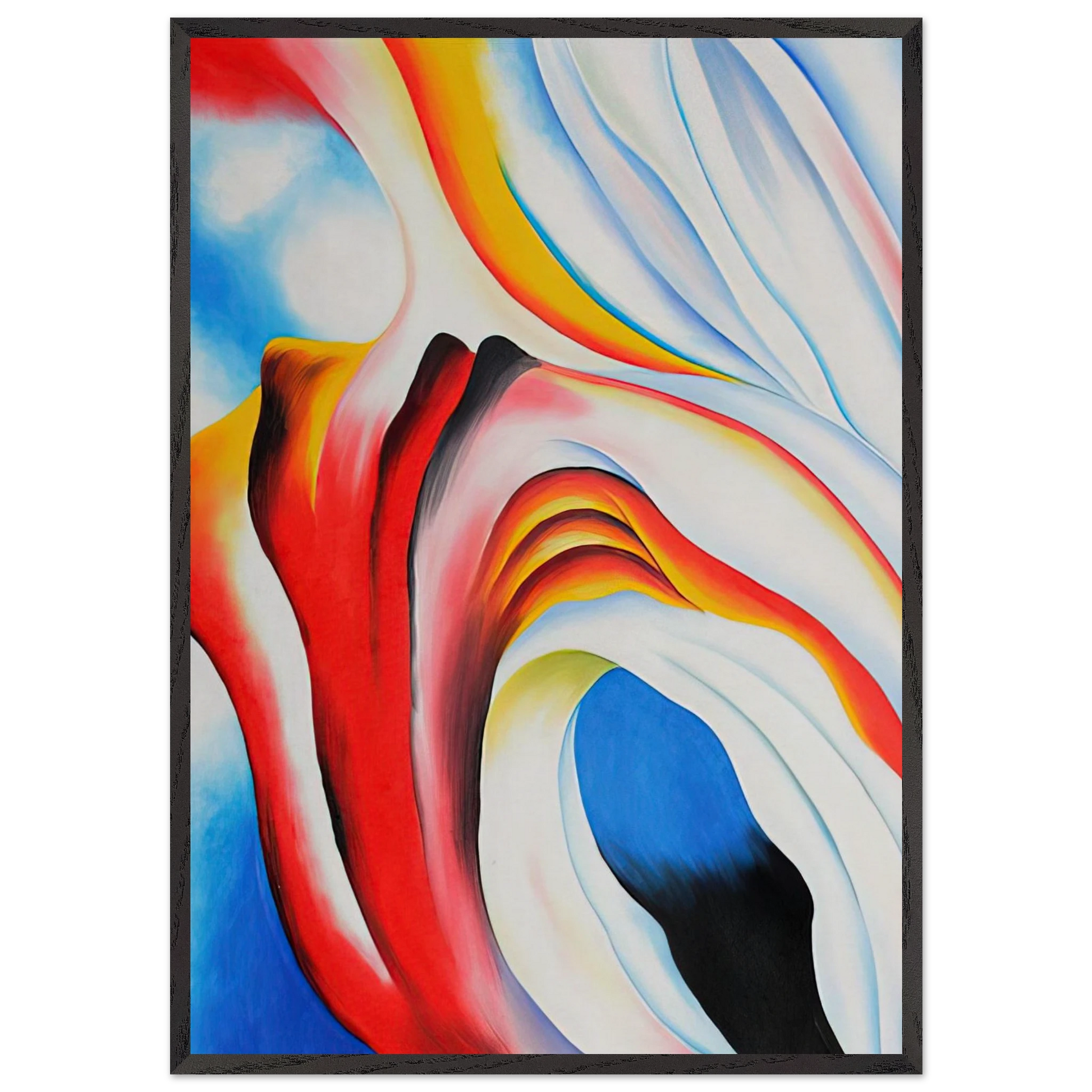 Music Pink and Blue - Georgia OKeeffe 70x100 cm / 28x40 inches Framed Art Print – Black Wooden Frame