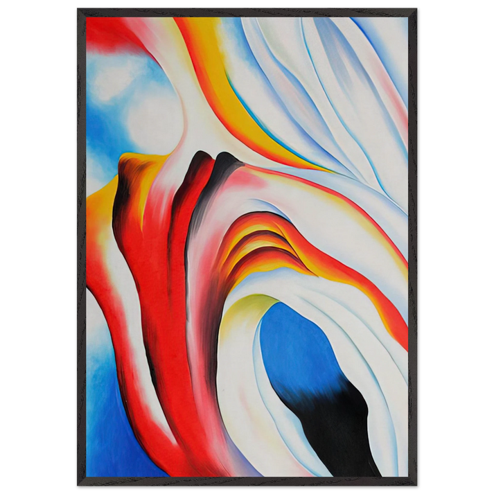 Music Pink and Blue - Georgia OKeeffe 70x100 cm / 28x40 inches Framed Art Print – Black Wooden Frame