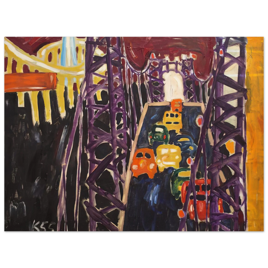 Allan Kaprow - George Washington Bridge, with Cars Fine Art Poster - Default Title