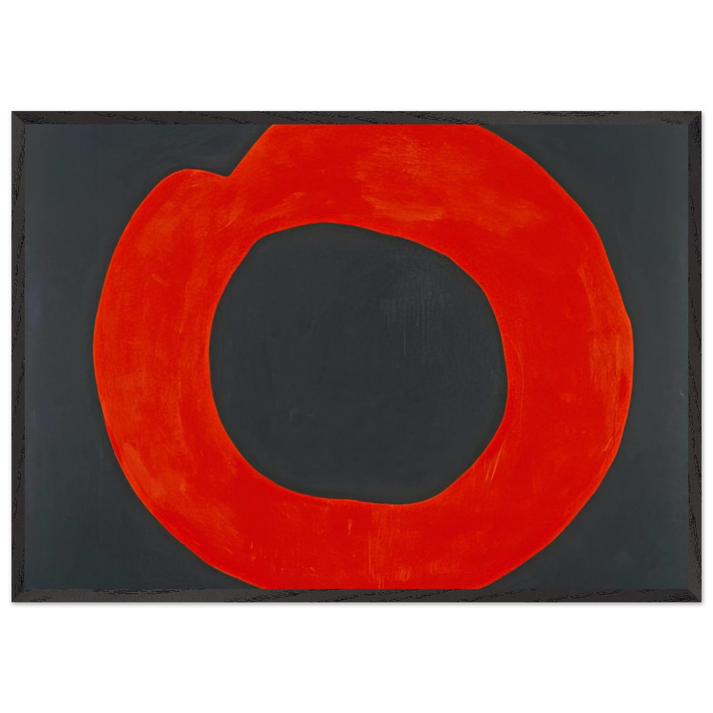 Red Circle on Black - 1965 - Jiro Yoshihara 70x100 cm / 28x40 inches Framed Art Print – Black Wooden Frame