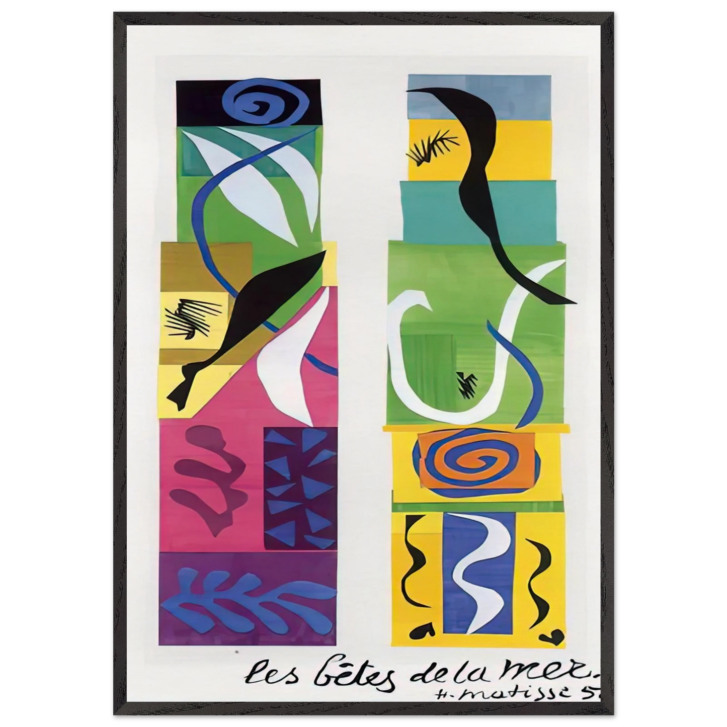 THE MARITIME WILDLIFE 1950 - Henri Matisse Framed Art Print – Black Wooden Frame - Default Title - -Framed Art Print