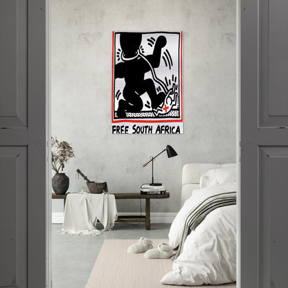 FREE SOUTH AFRICA 1985 - Keith Haring Brushed Aluminum Print - 70x100 cm / 28x40 inches | Keith Haring Aluminum Print | Keith Haring Prints