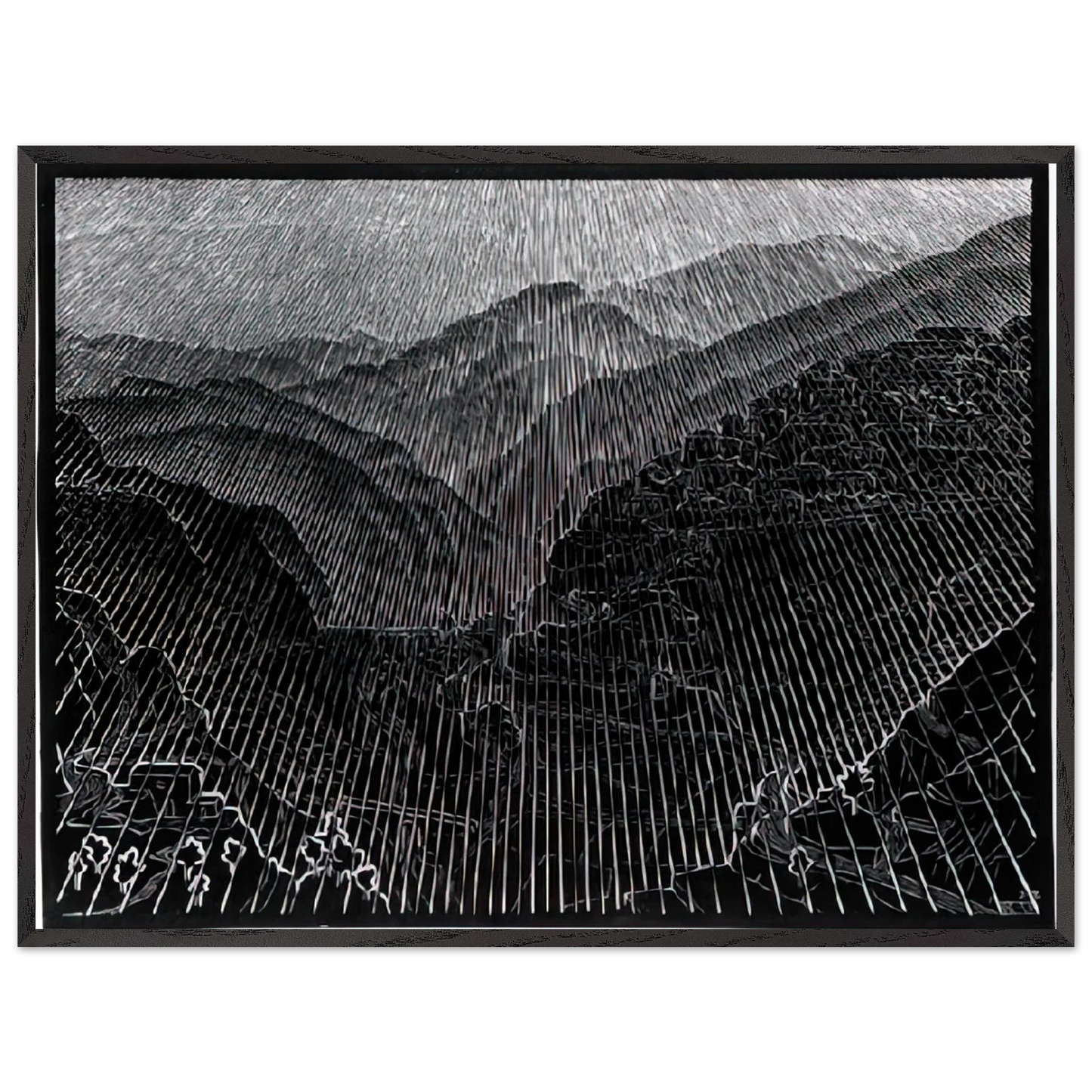 MC Escher - ROSSANO CALABRIA FEBRUARY 1931 1931 Wall Art - 21x29.7 cm / 8x12" - Premium Wooden Framed Poster With Fine Art Paper - Black frame