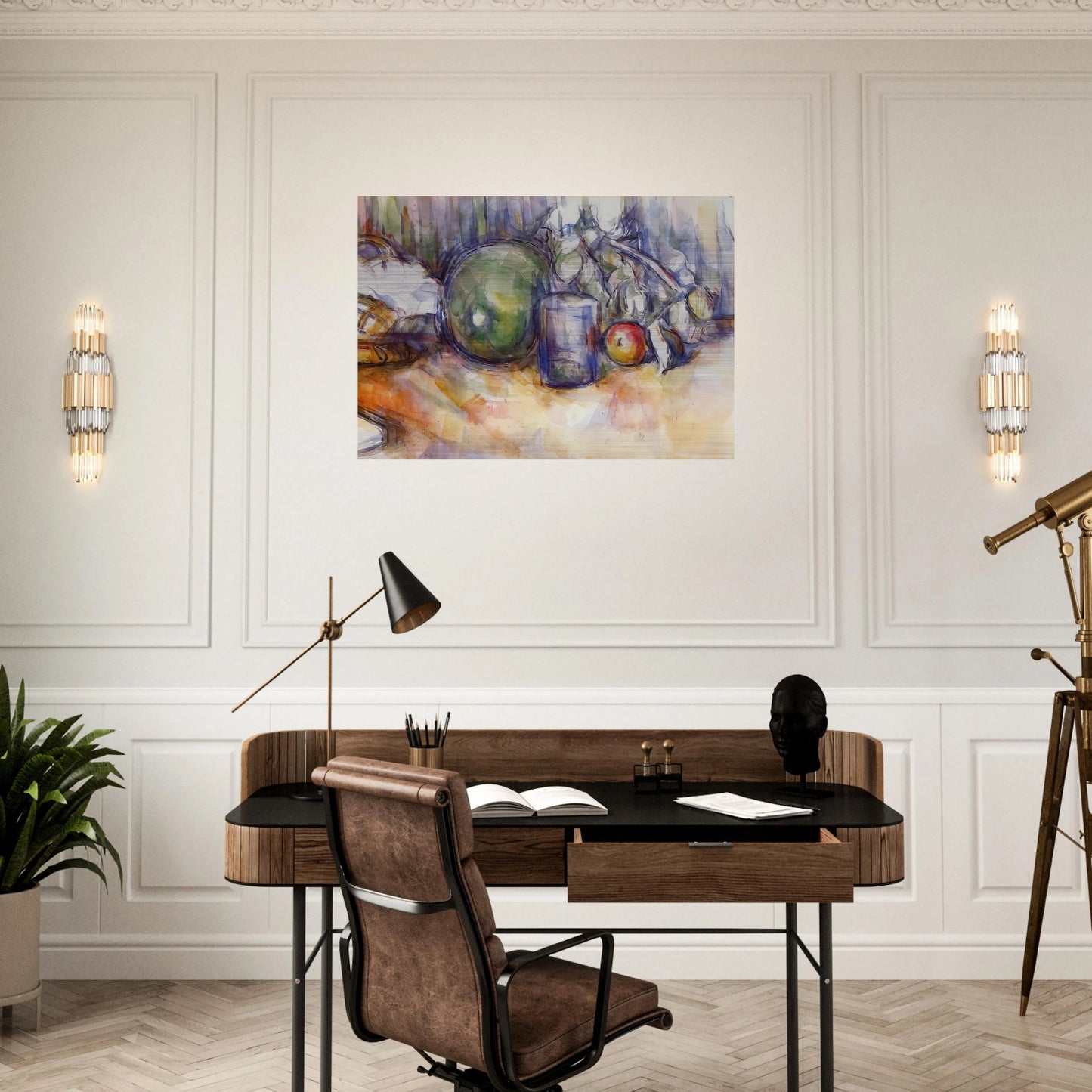 Still Life with Green Melon - Paul Cézanne Brushed Aluminum Print - 70x100 cm / 28x40 inches | Paul Cézanne Aluminum Print | Paul Cézanne Prints