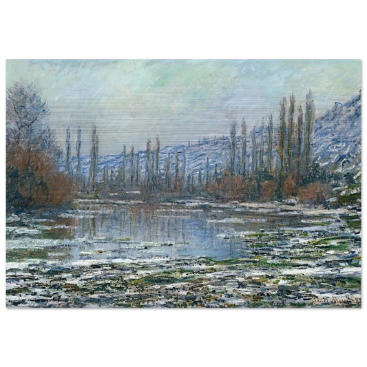The Thaw at Vetheuil - claude monet Brushed Aluminum Print - 70x100 cm / 28x40 inches | claude monet Aluminum Print | claude monet Prints