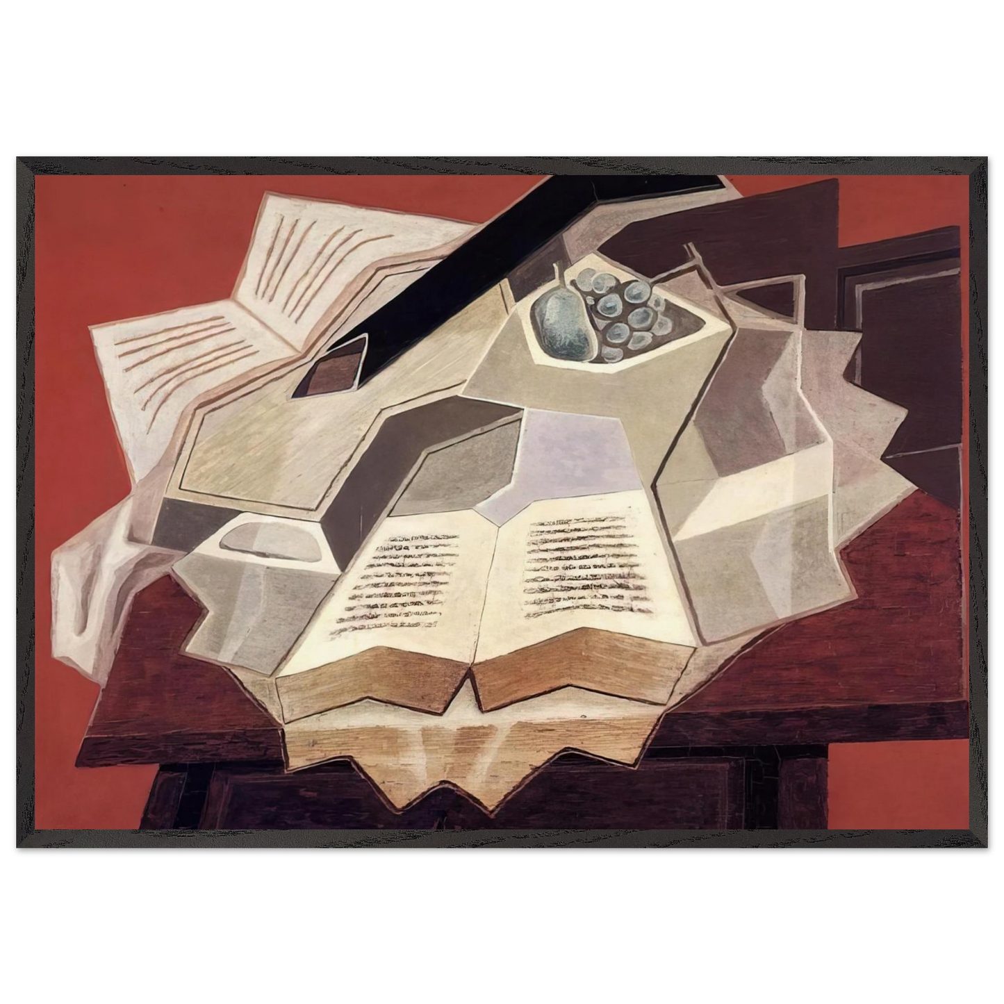 THE OPEN BOOK 1925 1 - Juan Gris Framed Art Print – Black Wooden Frame - Default Title - -Framed Art Print