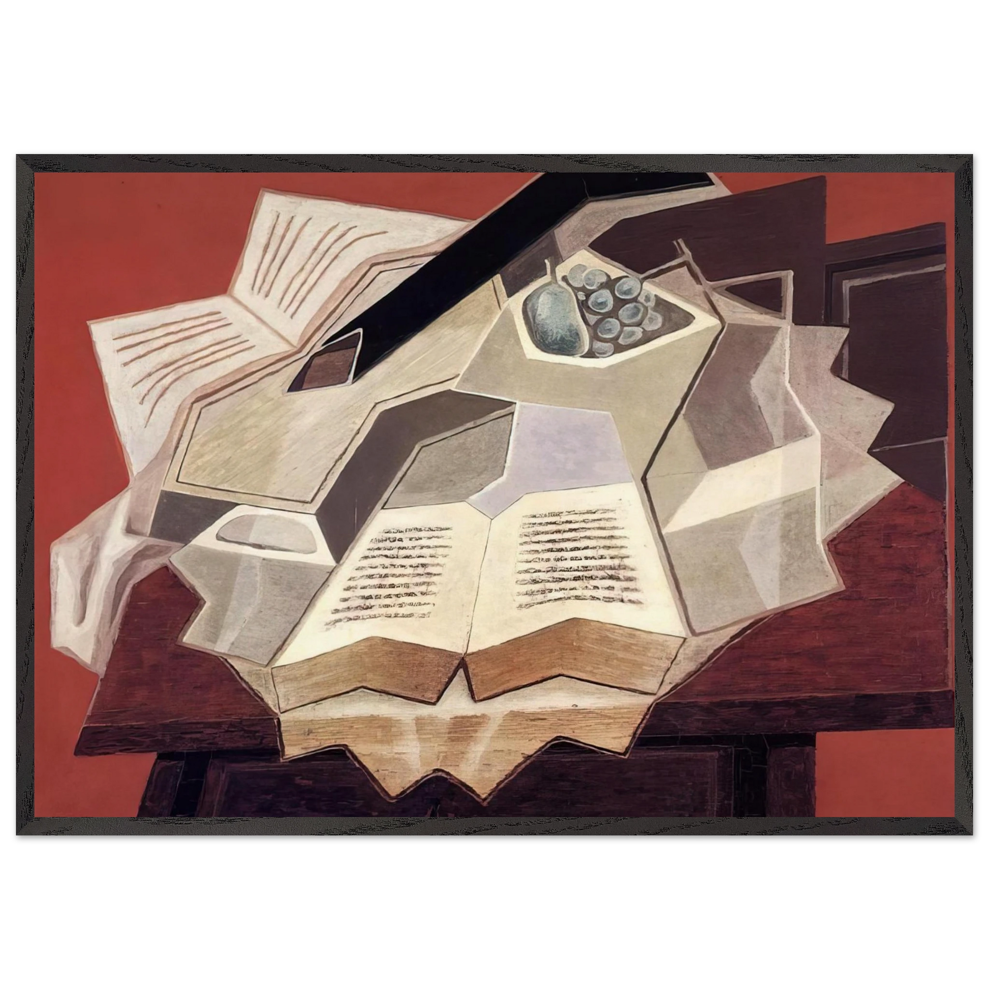 THE OPEN BOOK 1925 1 - Juan Gris Framed Art Print – Black Wooden Frame - Default Title - -Framed Art Print