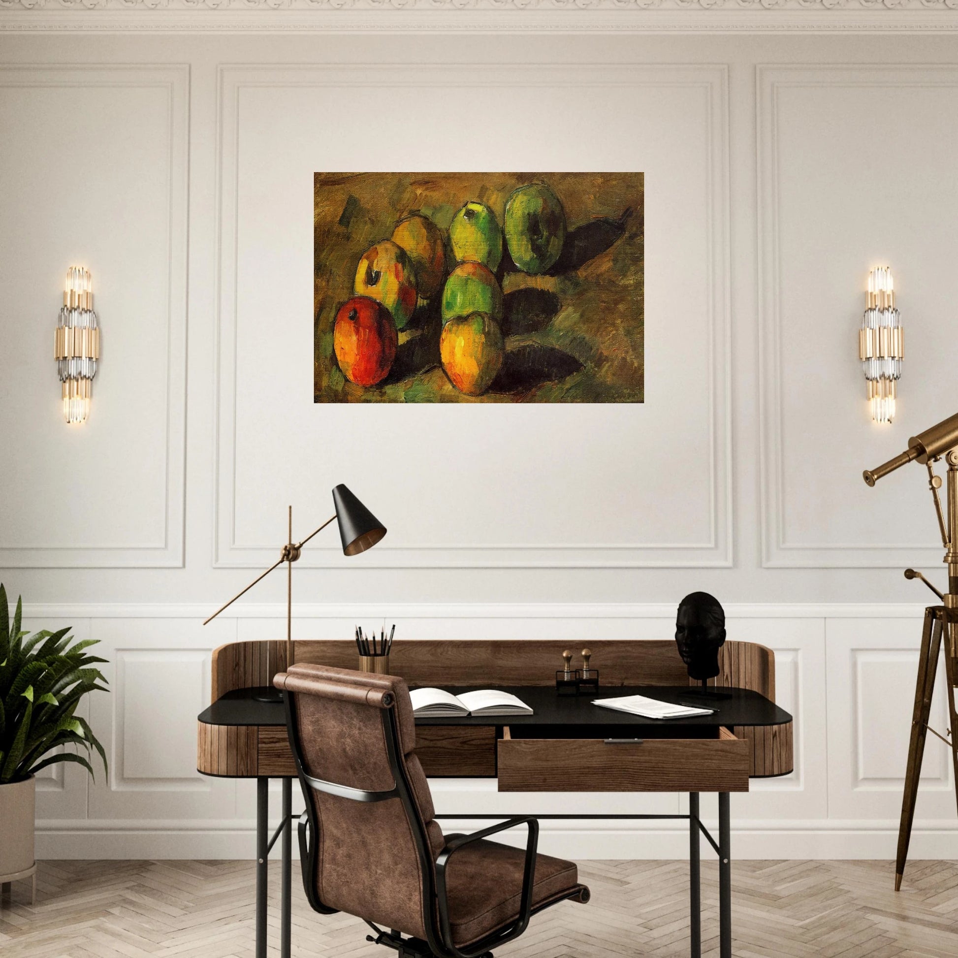 Still life with seven apples - Paul Cézanne Brushed Aluminum Print - 70x100 cm / 28x40 inches | Paul Cézanne Aluminum Print | Paul Cézanne Prints