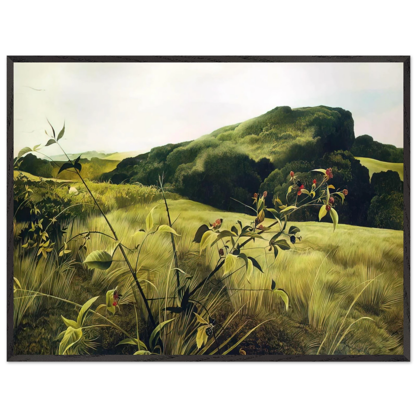 Andrew Wyeth - BLACKBERRY PICKER Wall Art - 30x40 cm / 12x16 inches - Premium Wooden Framed Poster With Fine Art Paper - Black frame