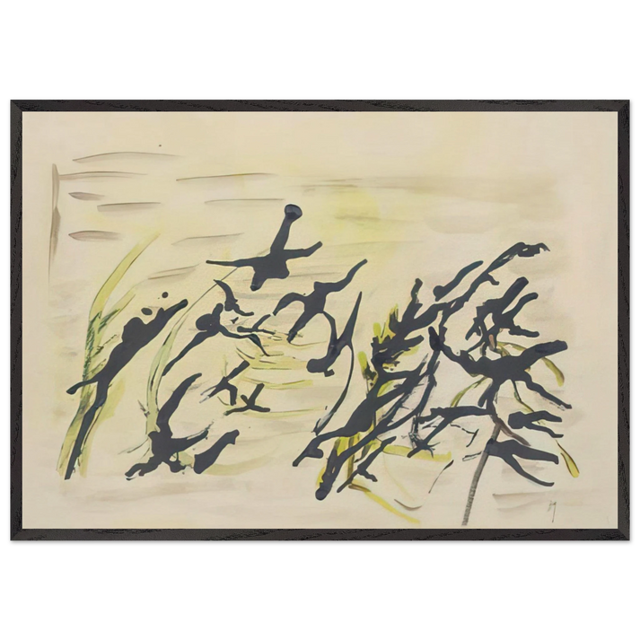 Composition - Surrealism Tachisme - Henri Michaux 70x100 cm / 28x40 inches Framed Art Print – Black Wooden Frame