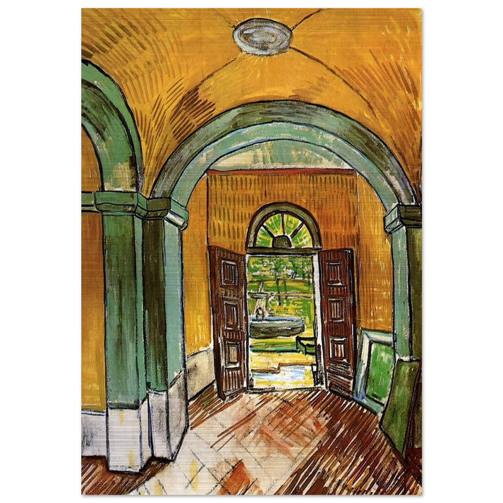 The Entrance Hall of Saint-Paul Hospital - Vincent van Gogh Brushed Aluminum Print - 70x100 cm / 28x40 inches | Vincent van Gogh Aluminum Print | Vincent van Gogh Prints