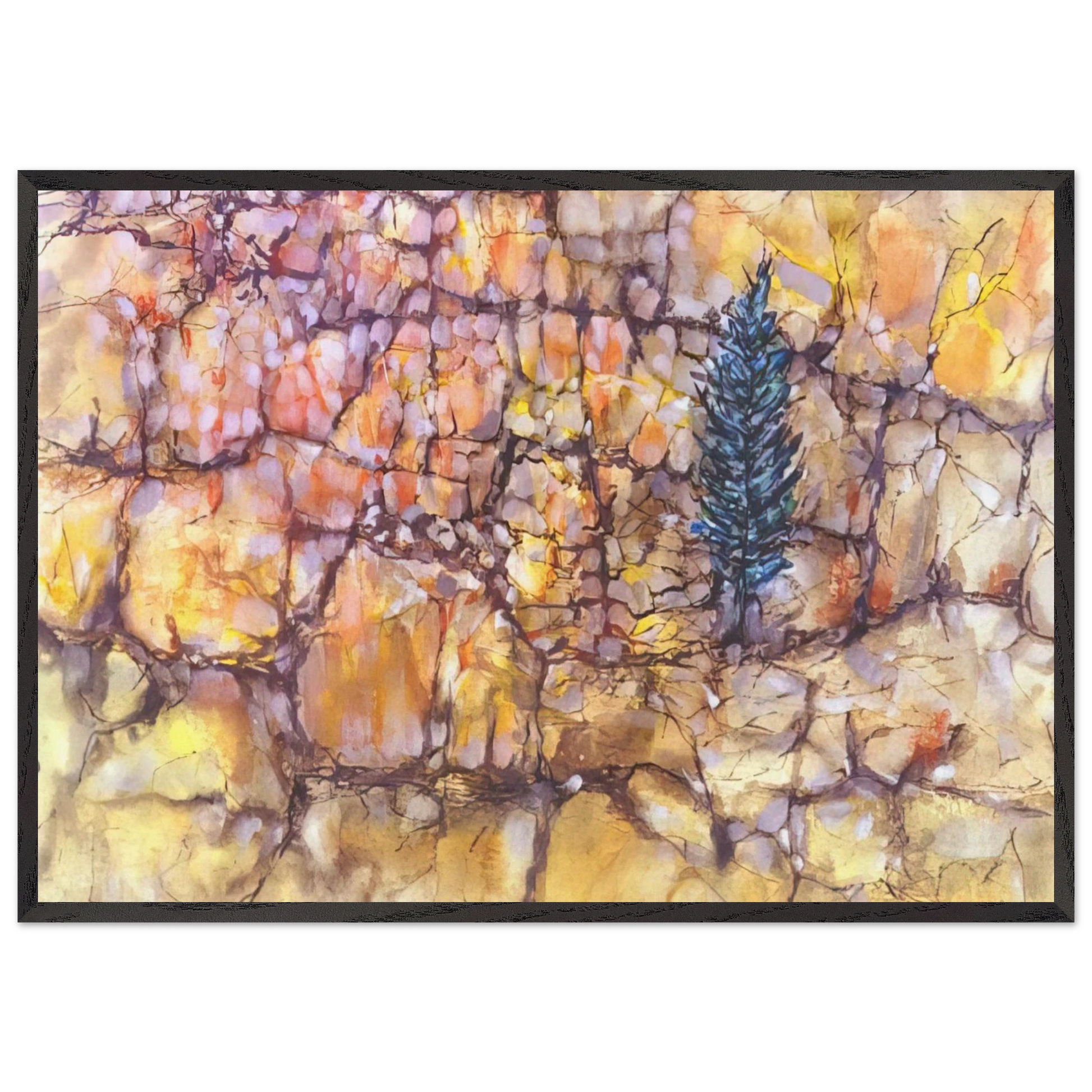 Landscape with Pinetree - 1958 - Jimmy Ernst Framed Art Print – Black Wooden Frame - Default Title - -Framed Art Print