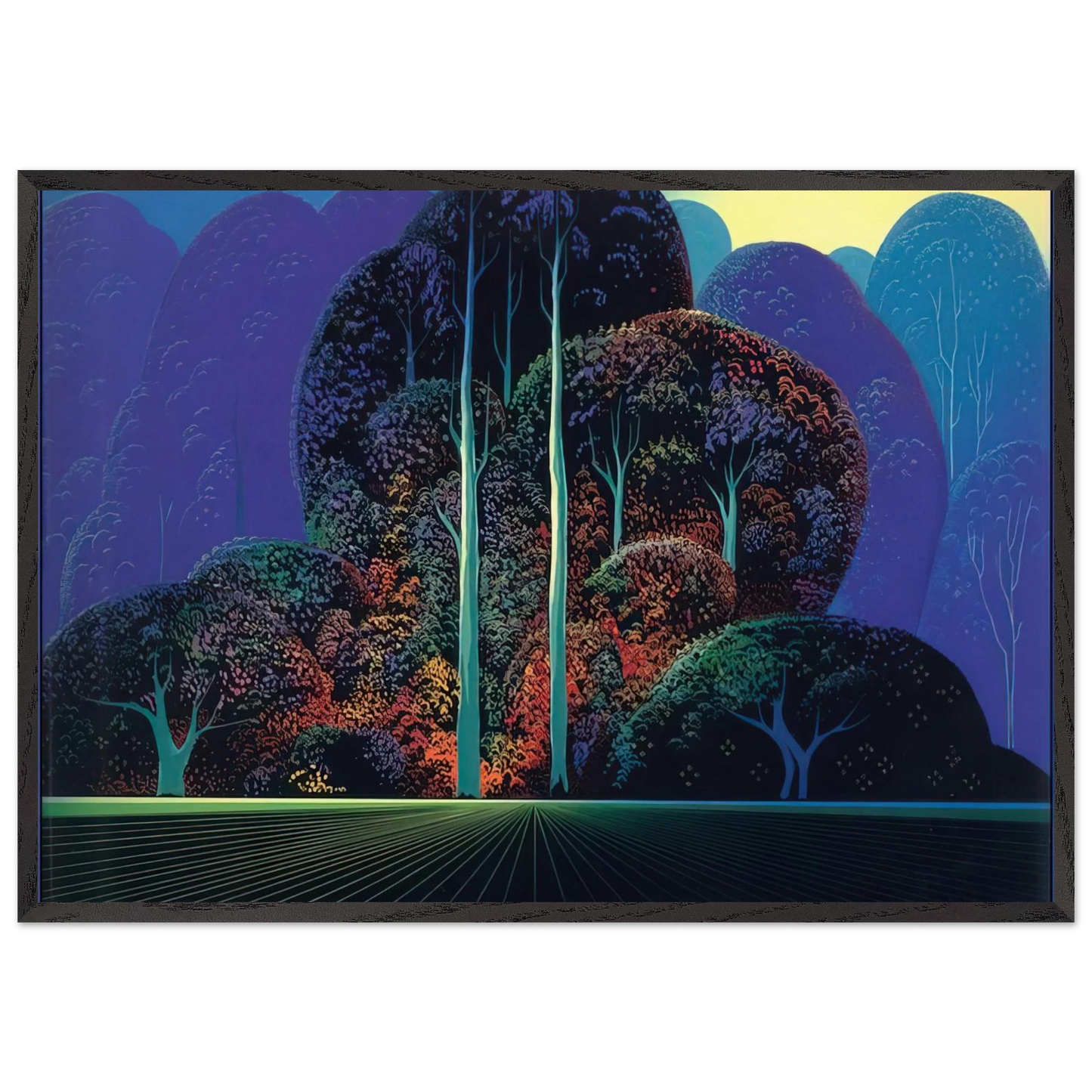 Softening Shades of Twilight - Eyvind Earle Framed Art Print – Black Wooden Frame - Default Title - -Framed Art Print