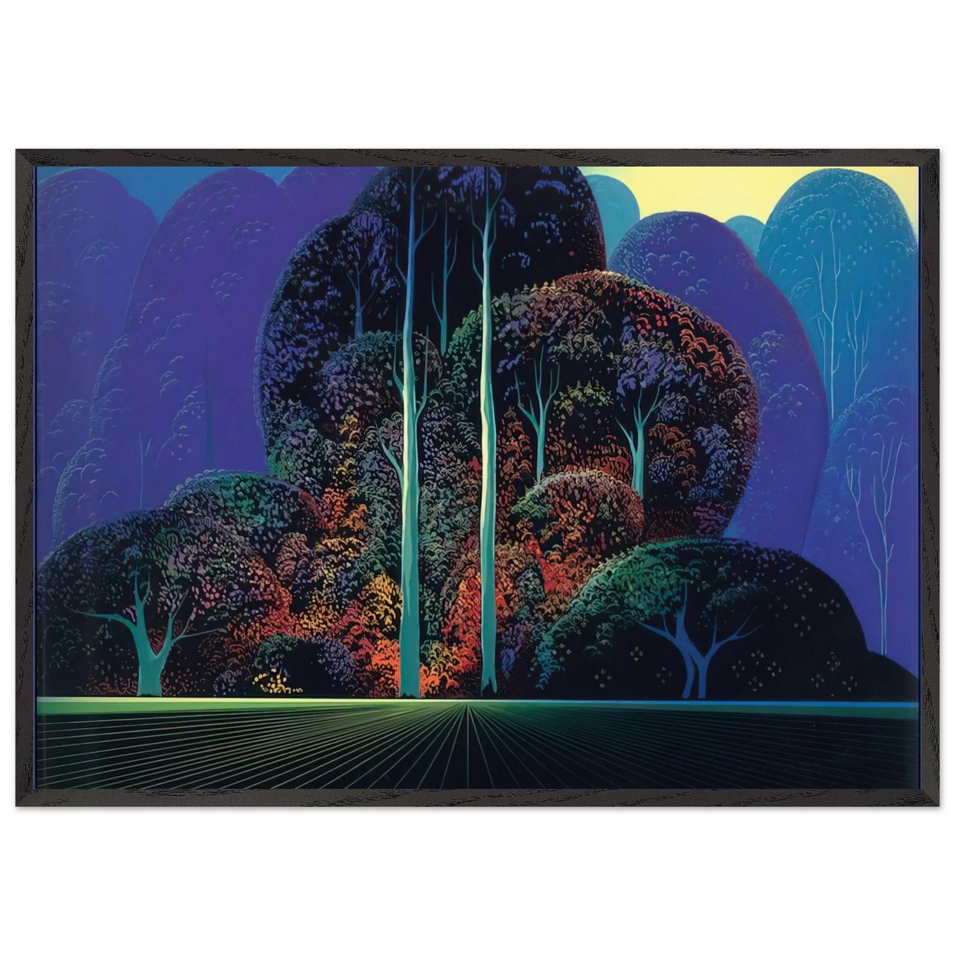Softening Shades of Twilight - Eyvind Earle Framed Art Print – Black Wooden Frame - Default Title - -Framed Art Print