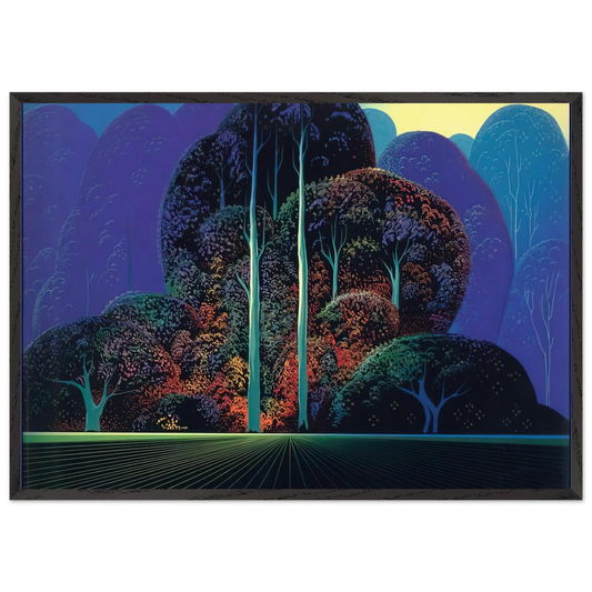 Softening Shades of Twilight - Eyvind Earle Framed Art Print – Black Wooden Frame - Default Title - -Framed Art Print