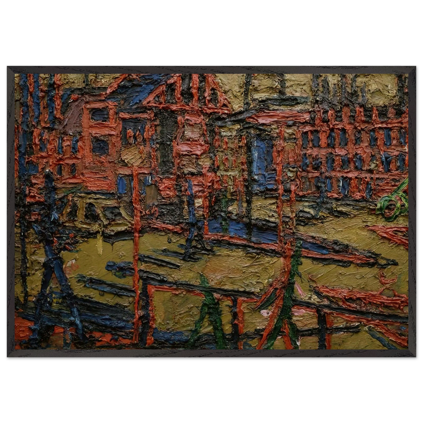 BEHIND CAMDEN TOWN STATION SUMMER EVENING - Frank Auerbach Framed Art Print – Black Wooden Frame - Default Title - -Framed Art Print
