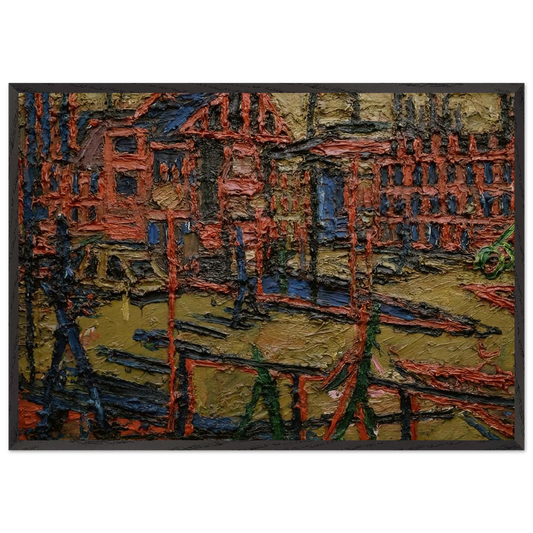BEHIND CAMDEN TOWN STATION SUMMER EVENING - Frank Auerbach Framed Art Print – Black Wooden Frame - Default Title - -Framed Art Print