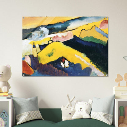 MOUNTAIN LANDSCAPE WITH CHURCH 1910 - Wassily Kandinsky Acrylic Print - 70x100 cm / 28x40″ inches | Wassily Kandinsky Wall Art | Wassily Kandinsky Prints