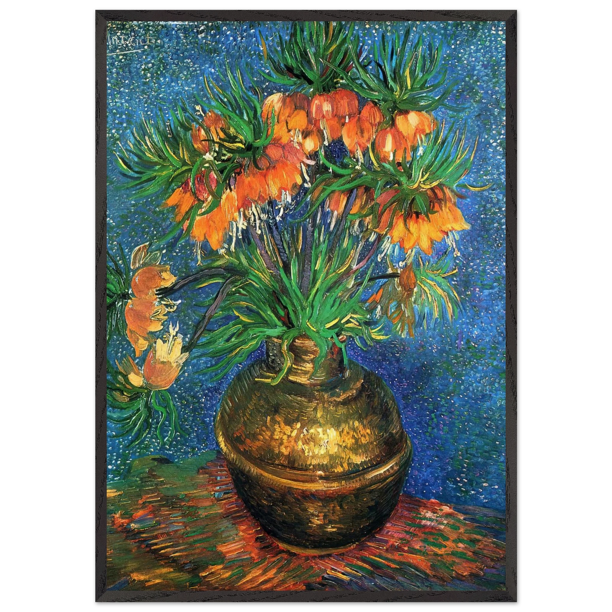 Fritillaries in a Copper Vase - Vincent van Gogh Framed Art Print – Black Wooden Frame - Default Title - -Framed Art Print