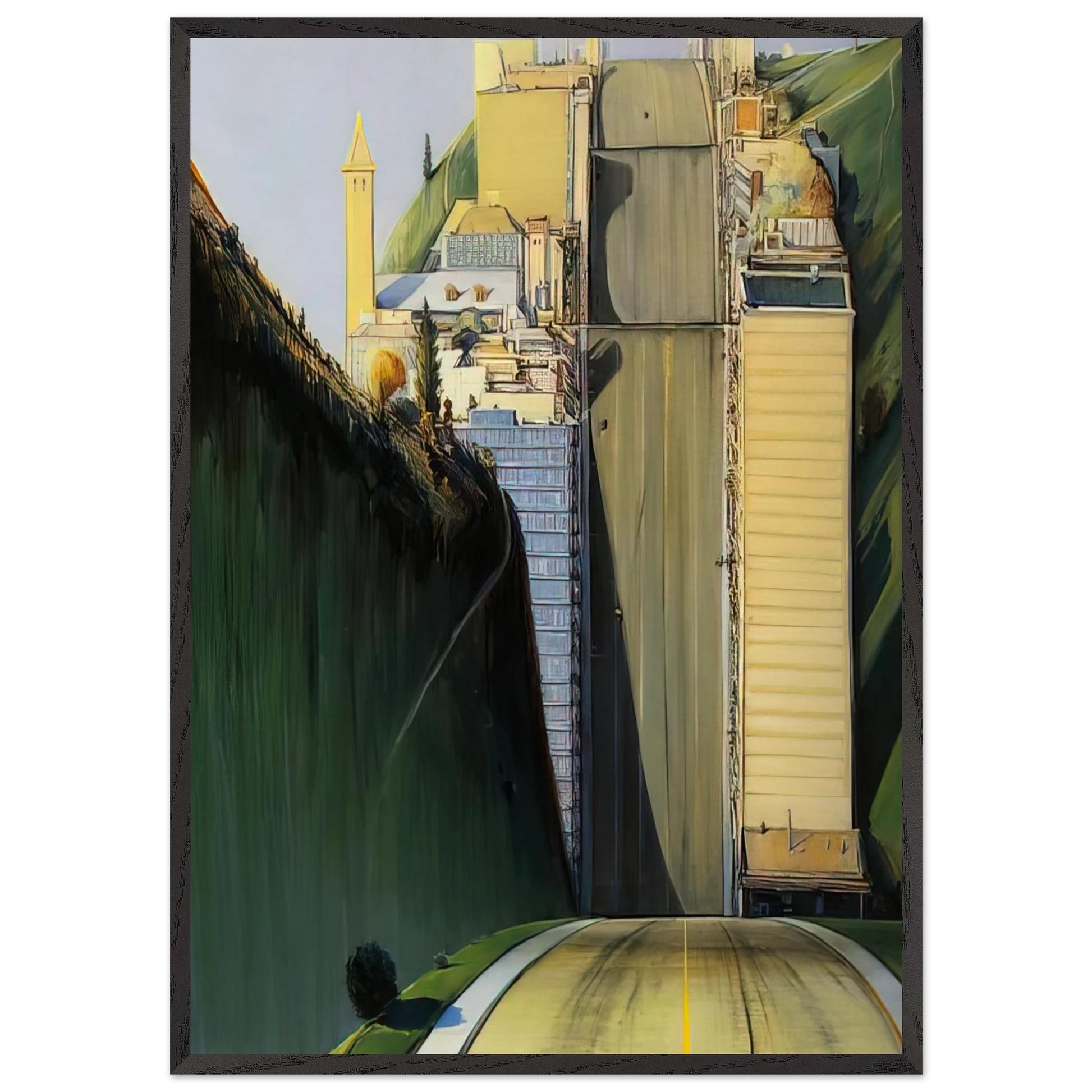 Park Place - 1993 - Wayne Thiebaud Framed Art Print – Black Wooden Frame - Default Title - -Framed Art Print