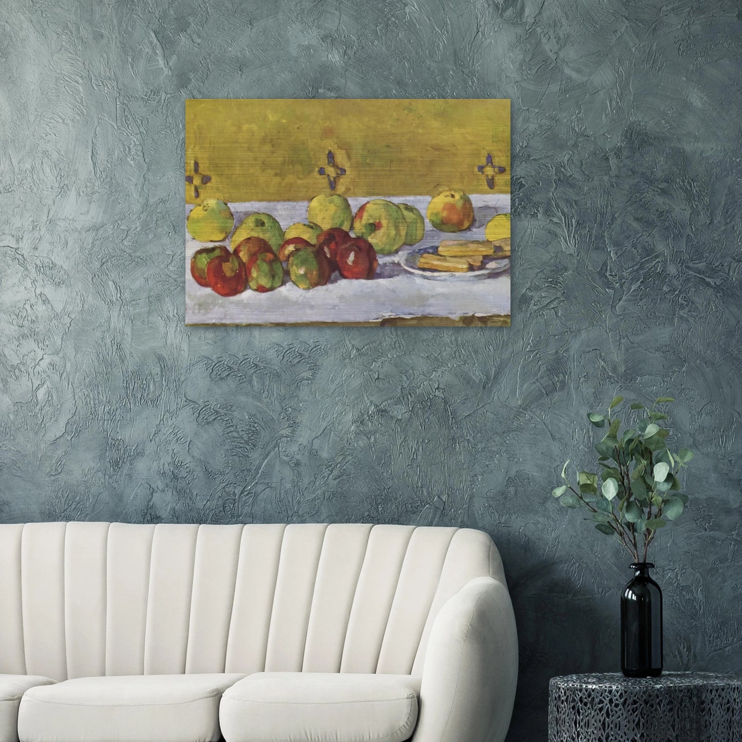 Still life with apples and biscuits - Paul Cézanne Brushed Aluminum Print - 70x100 cm / 28x40 inches | Paul Cézanne Aluminum Print | Paul Cézanne Prints