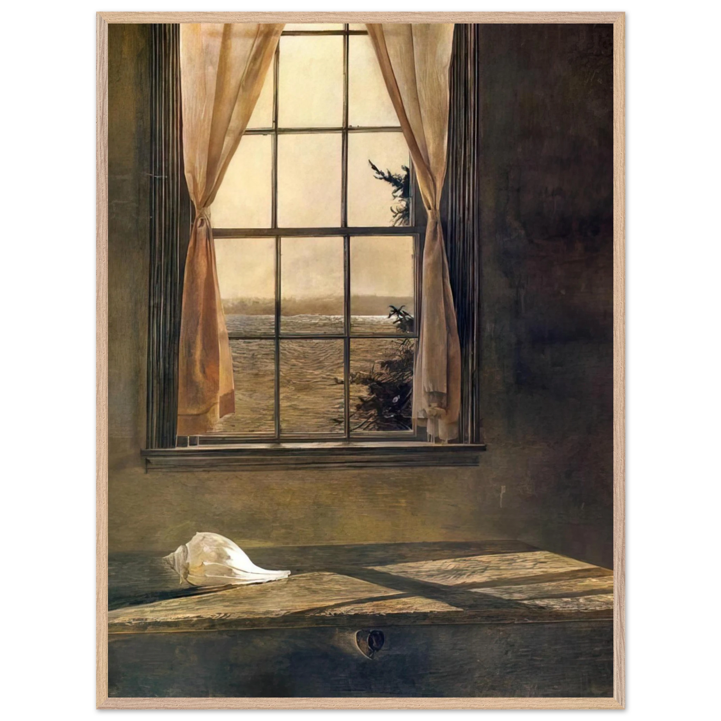 Andrew Wyeth - HER ROOM Wall Art - 60x80 cm / 24x32 inches - Premium Wooden Framed Poster With Fine Art Paper - White frame