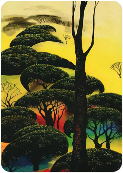 Climbing Oaks By Eyvind Earle Pack of 10 Post Cards | Eyvind Earle Post Cards | A6 (10.5 x 14.8 cm) - 4.1 x 5.8 inches